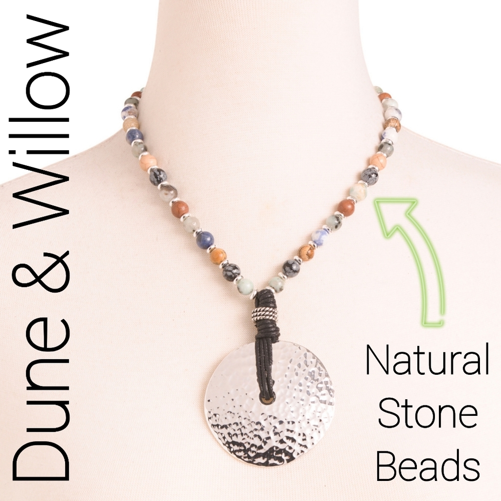 Dune & Willow Genuine Stone Beaded Necklace